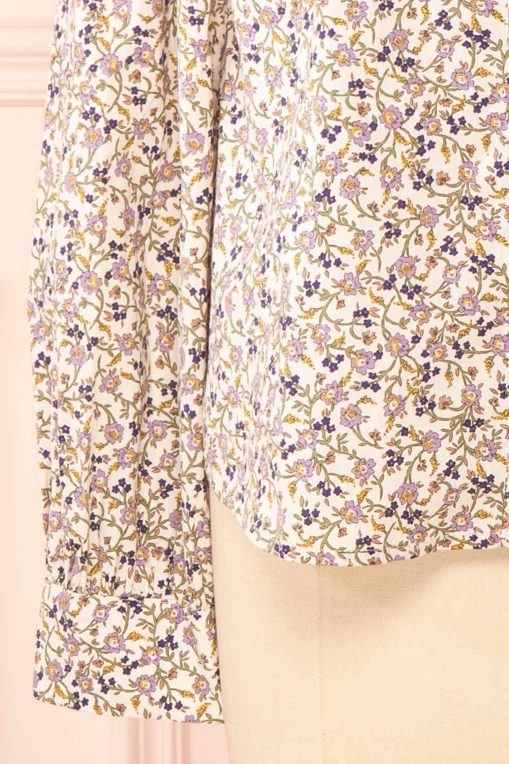 Parnita | Floral Button-Up Top w/ Peter Pan Collar
