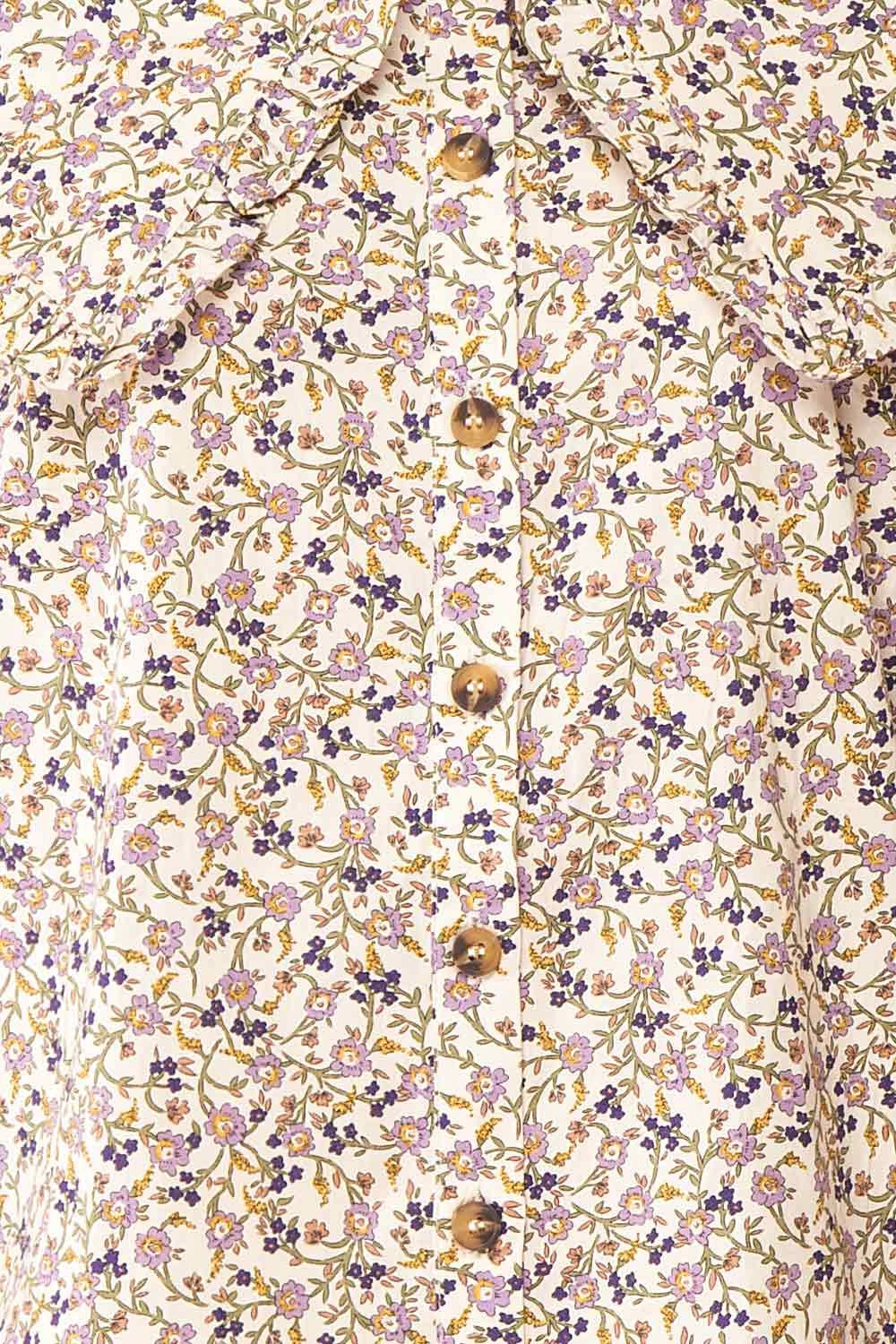 Parnita | Floral Button-Up Top w/ Peter Pan Collar
