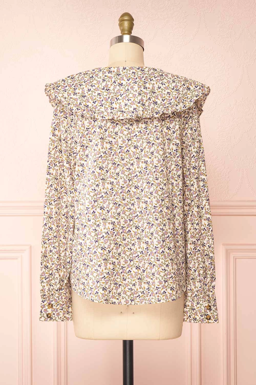 Parnita | Floral Button-Up Top w/ Peter Pan Collar