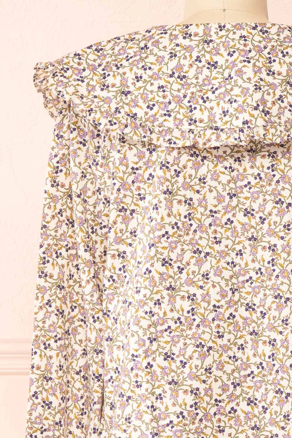 Parnita | Floral Button-Up Top w/ Peter Pan Collar