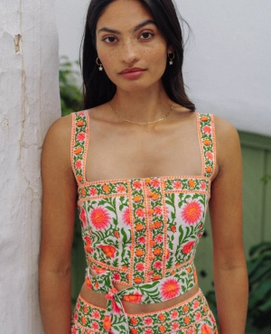 Pink City Prints Lucia Neon Border Top
