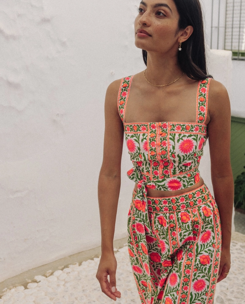 Pink City Prints Lucia Neon Border Top