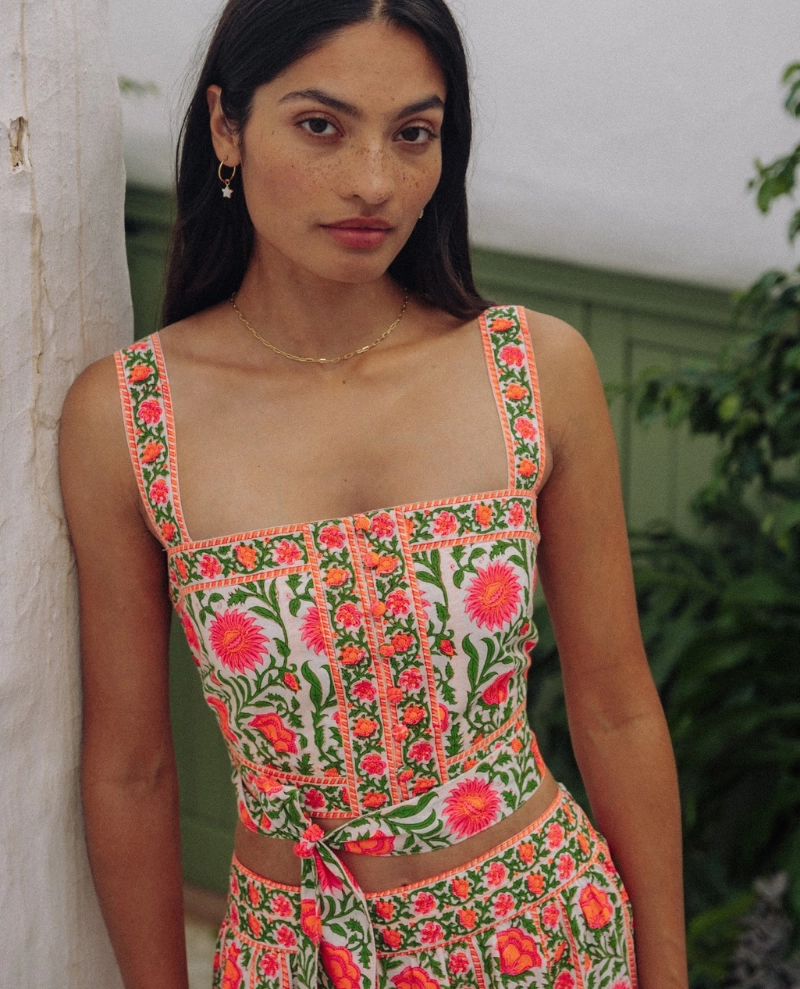 Pink City Prints Lucia Neon Border Top