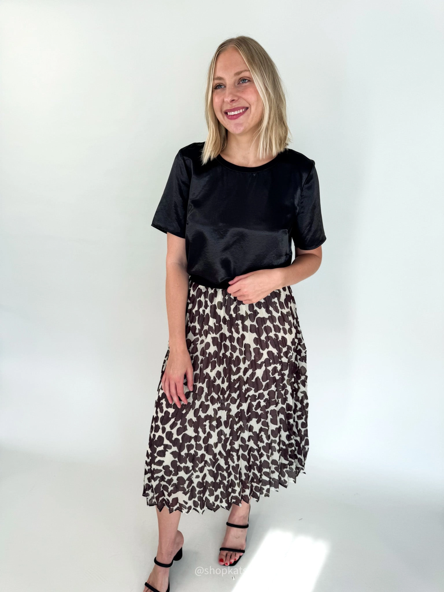 Pleated Chocolate Spot Skirt
