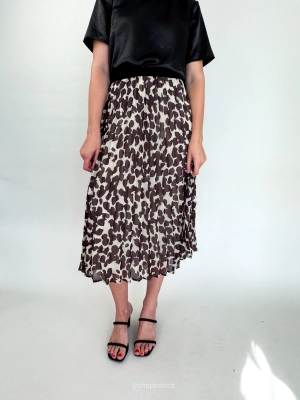 Pleated Chocolate Spot Skirt