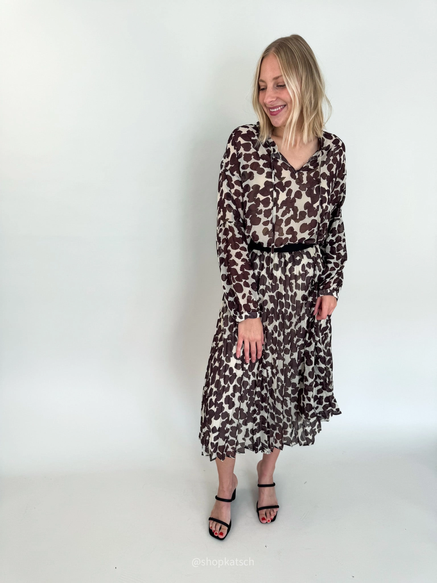 Pleated Chocolate Spot Skirt