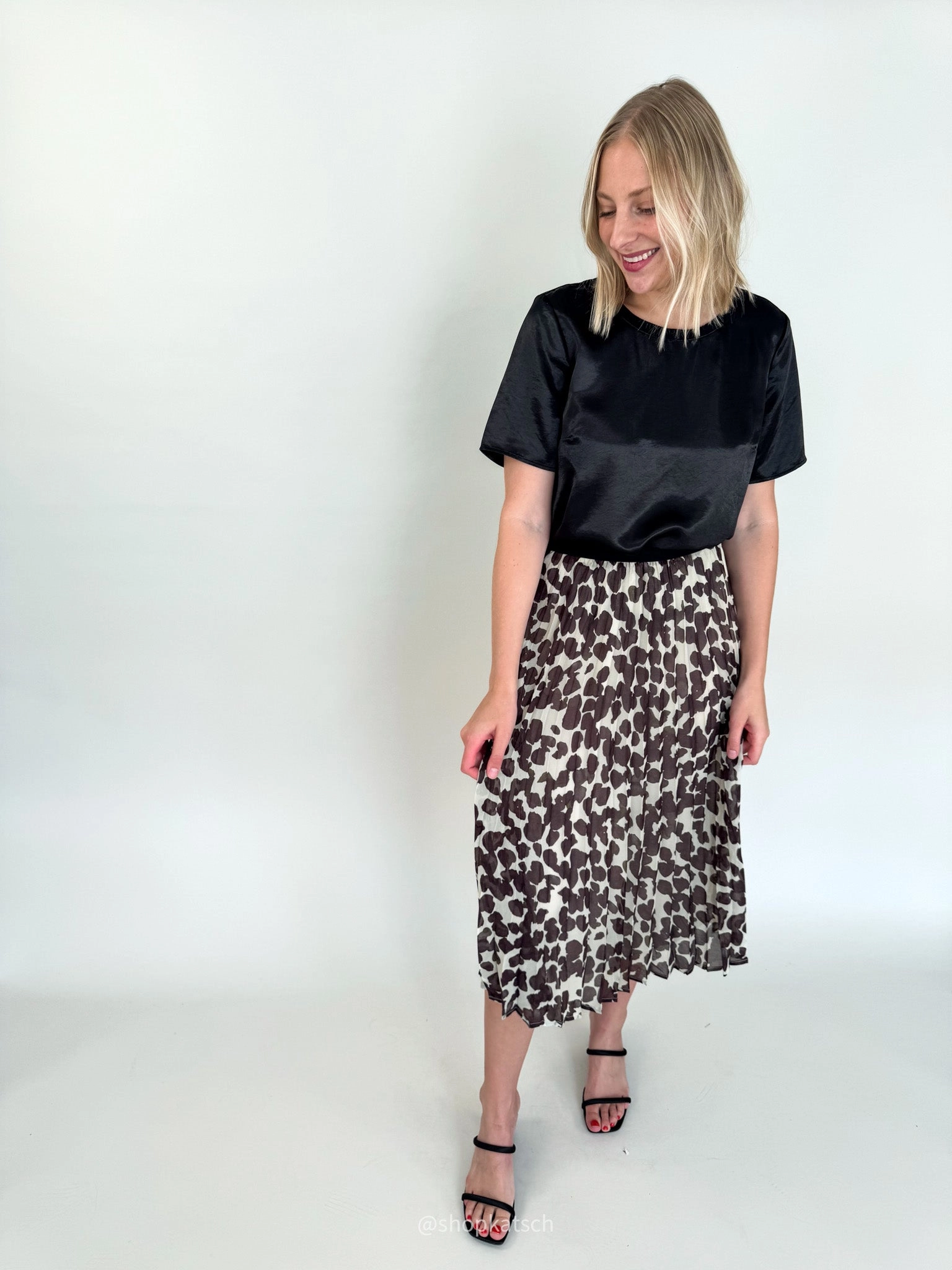 Pleated Chocolate Spot Skirt