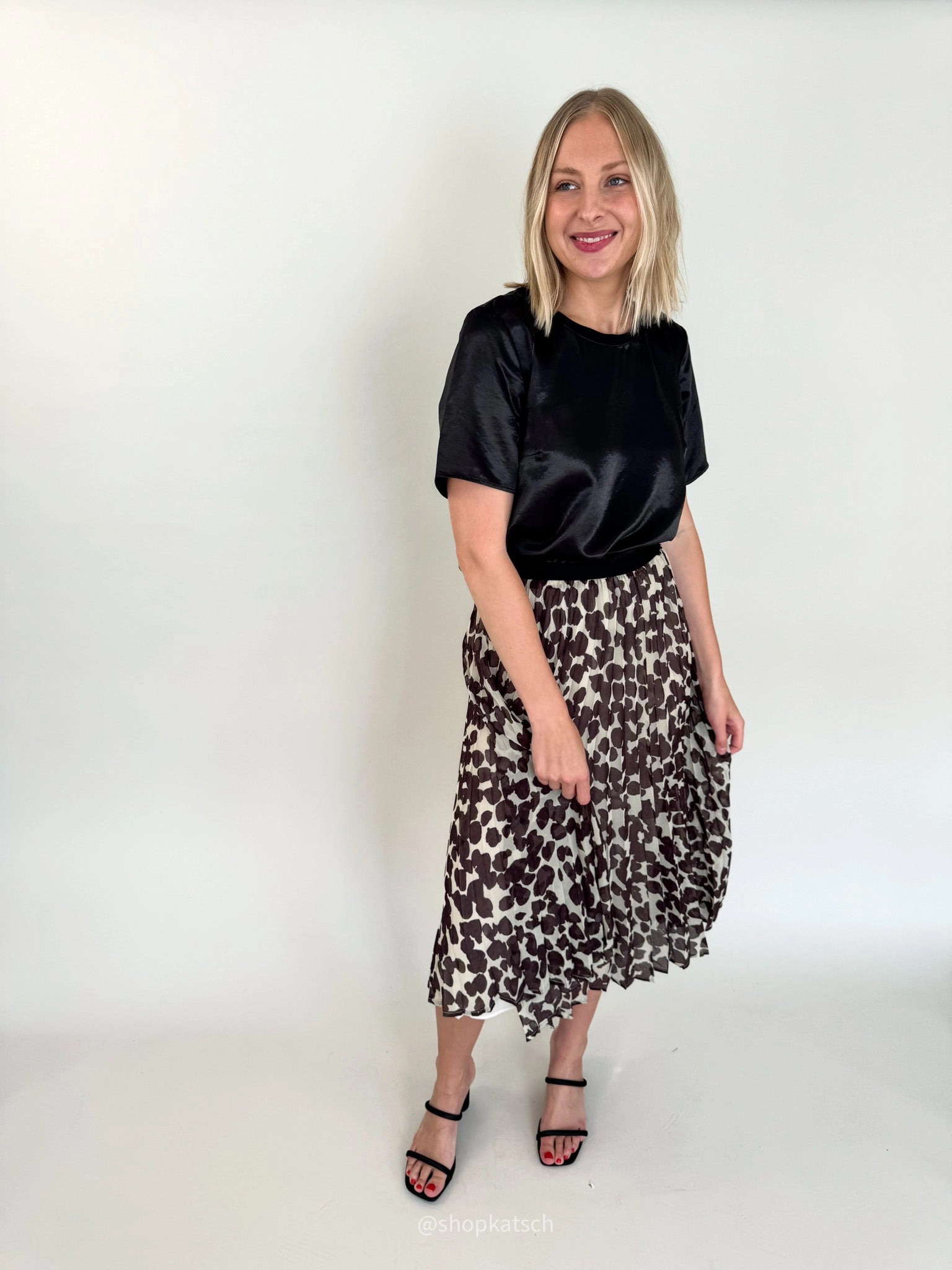 Pleated Chocolate Spot Skirt