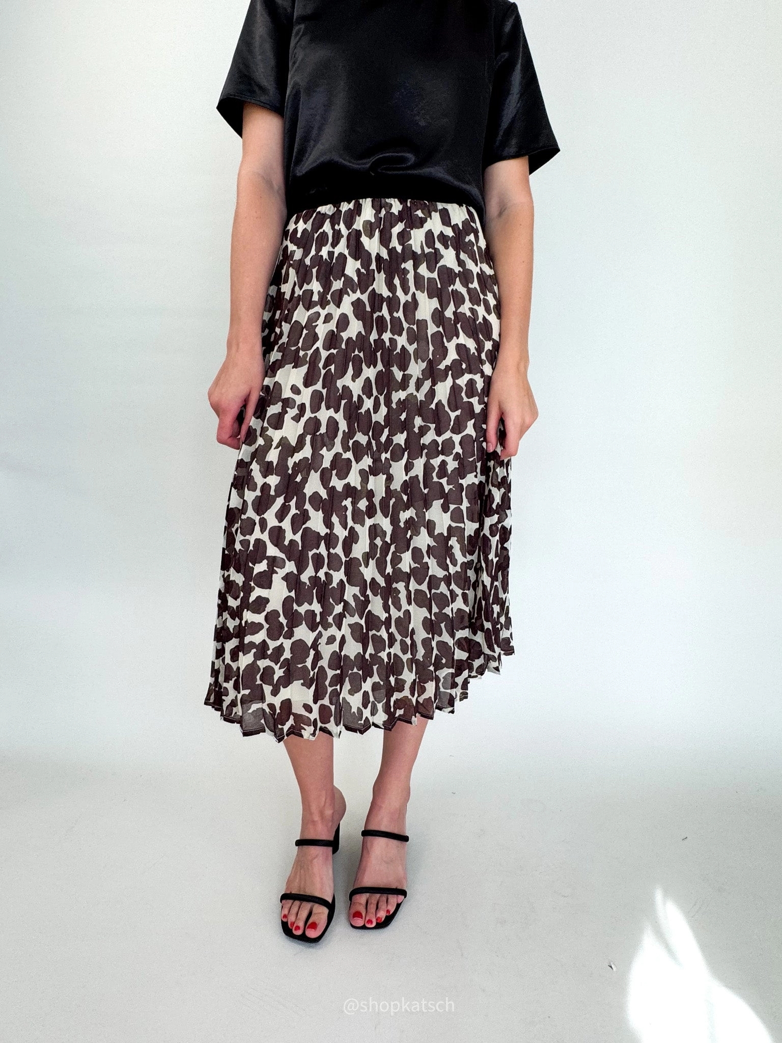 Pleated Chocolate Spot Skirt
