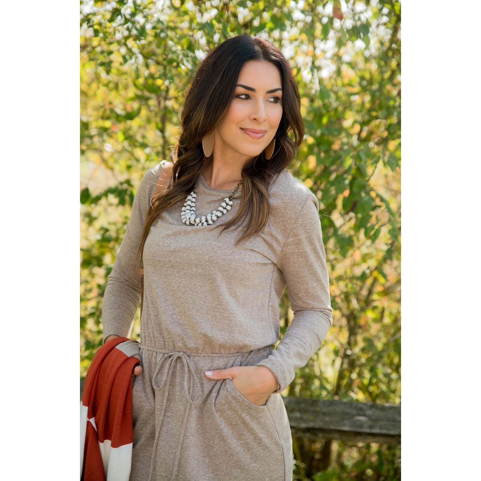 Pocket Drawstring Sweatshirt Dress