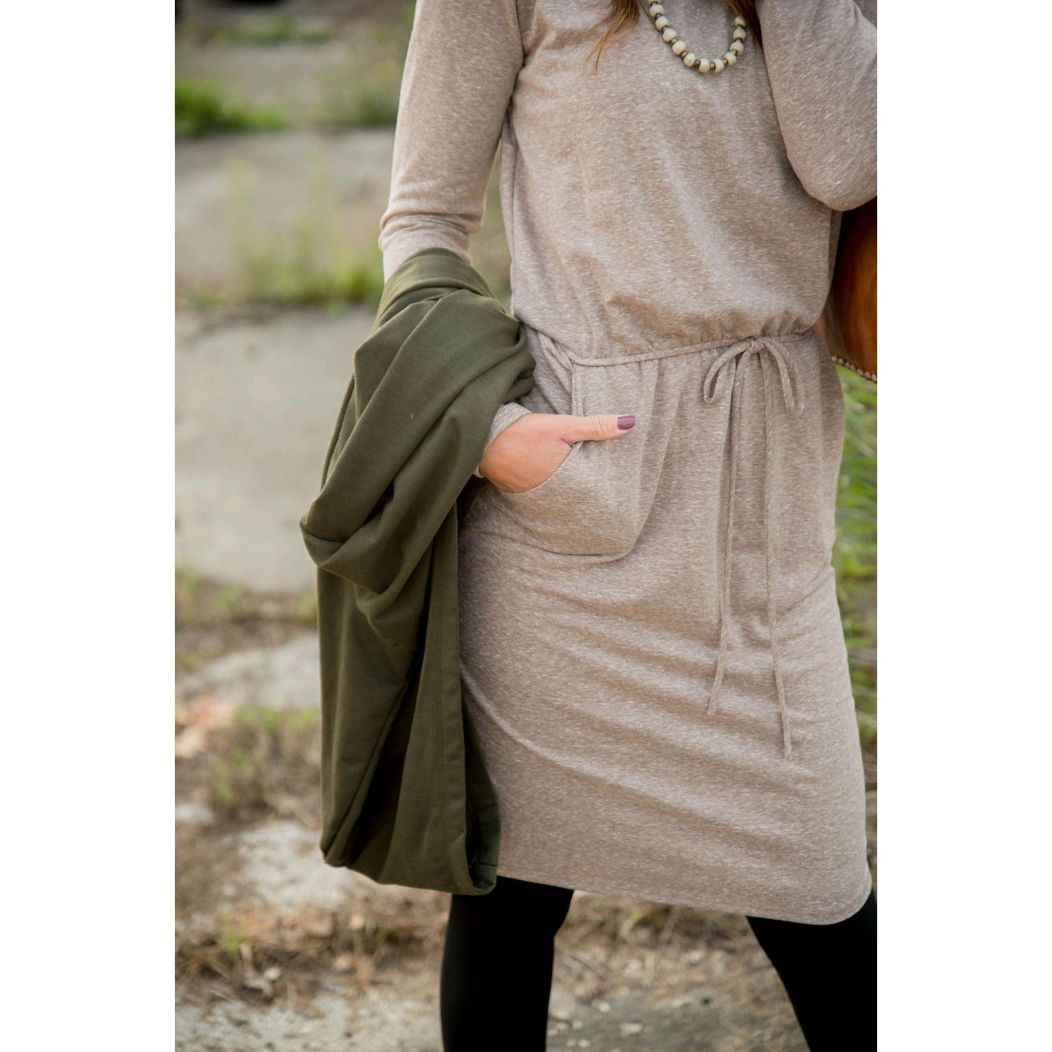 Pocket Drawstring Sweatshirt Dress