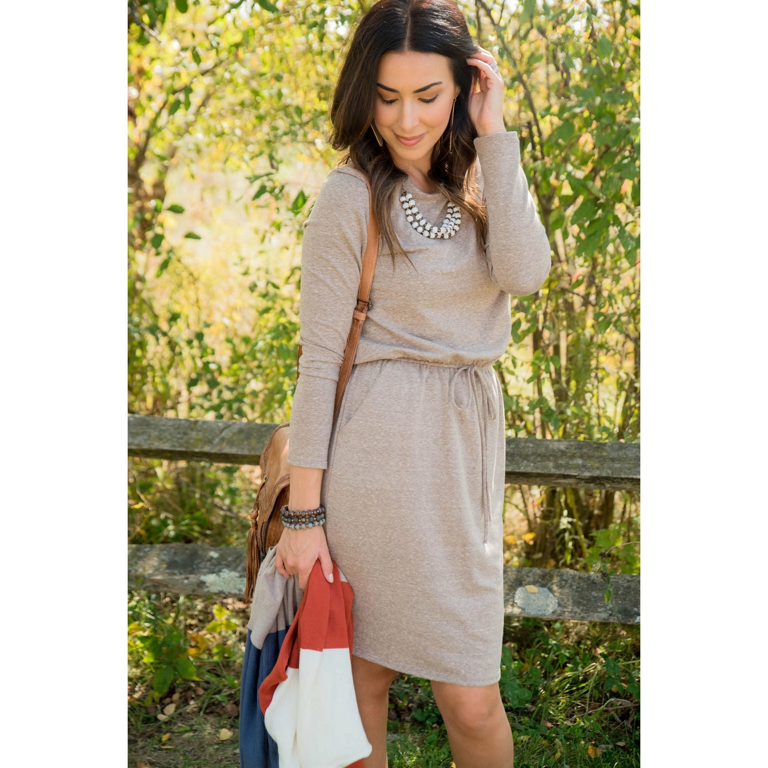 Pocket Drawstring Sweatshirt Dress
