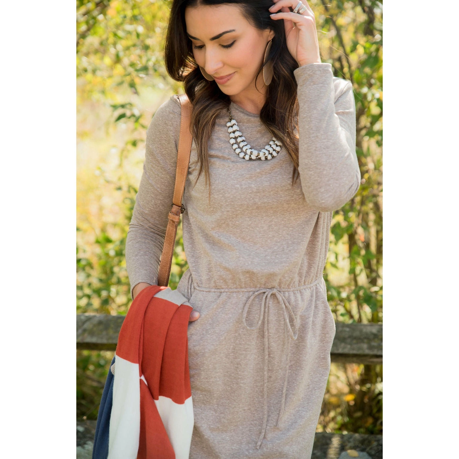 Pocket Drawstring Sweatshirt Dress