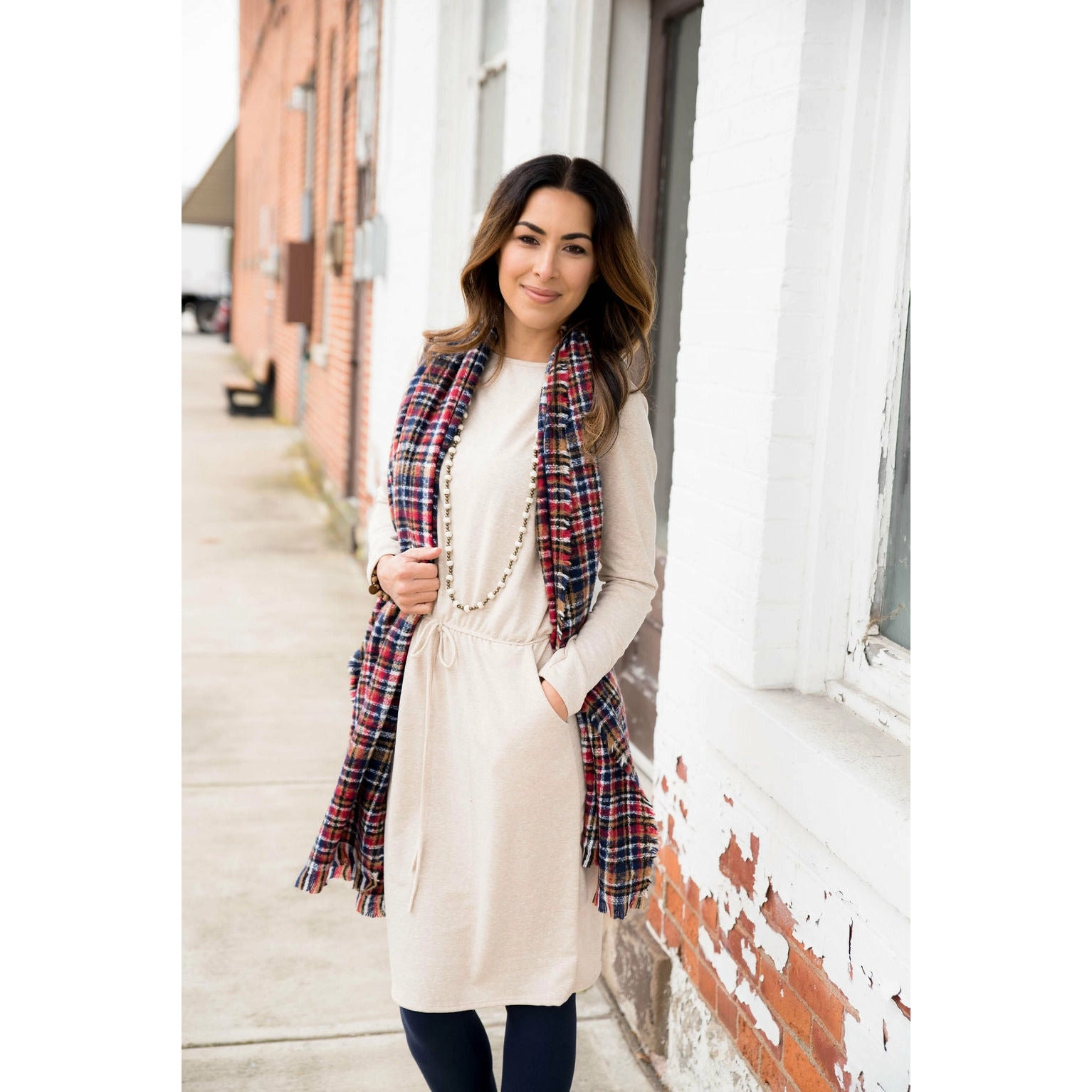 Pocket Drawstring Sweatshirt Dress
