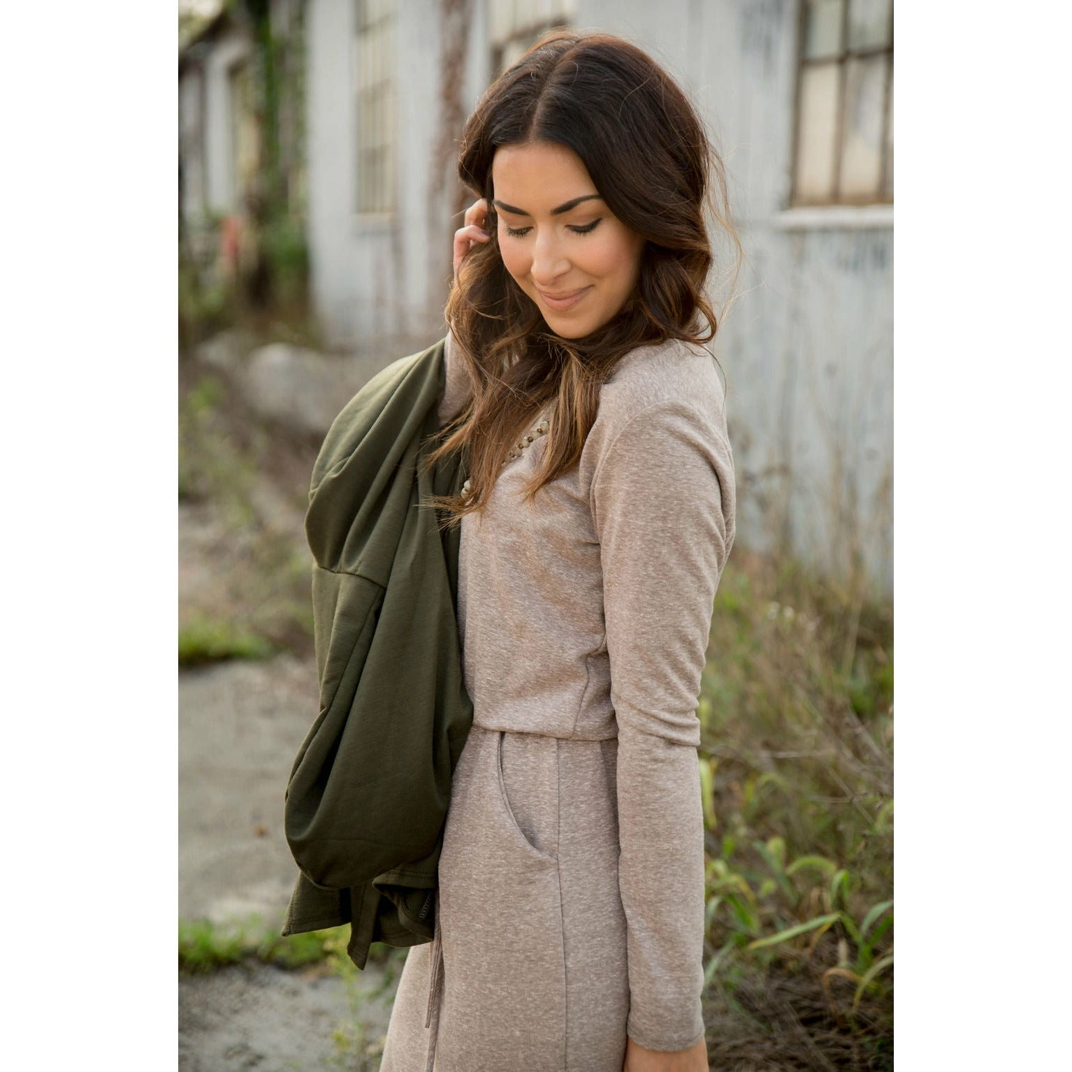 Pocket Drawstring Sweatshirt Dress