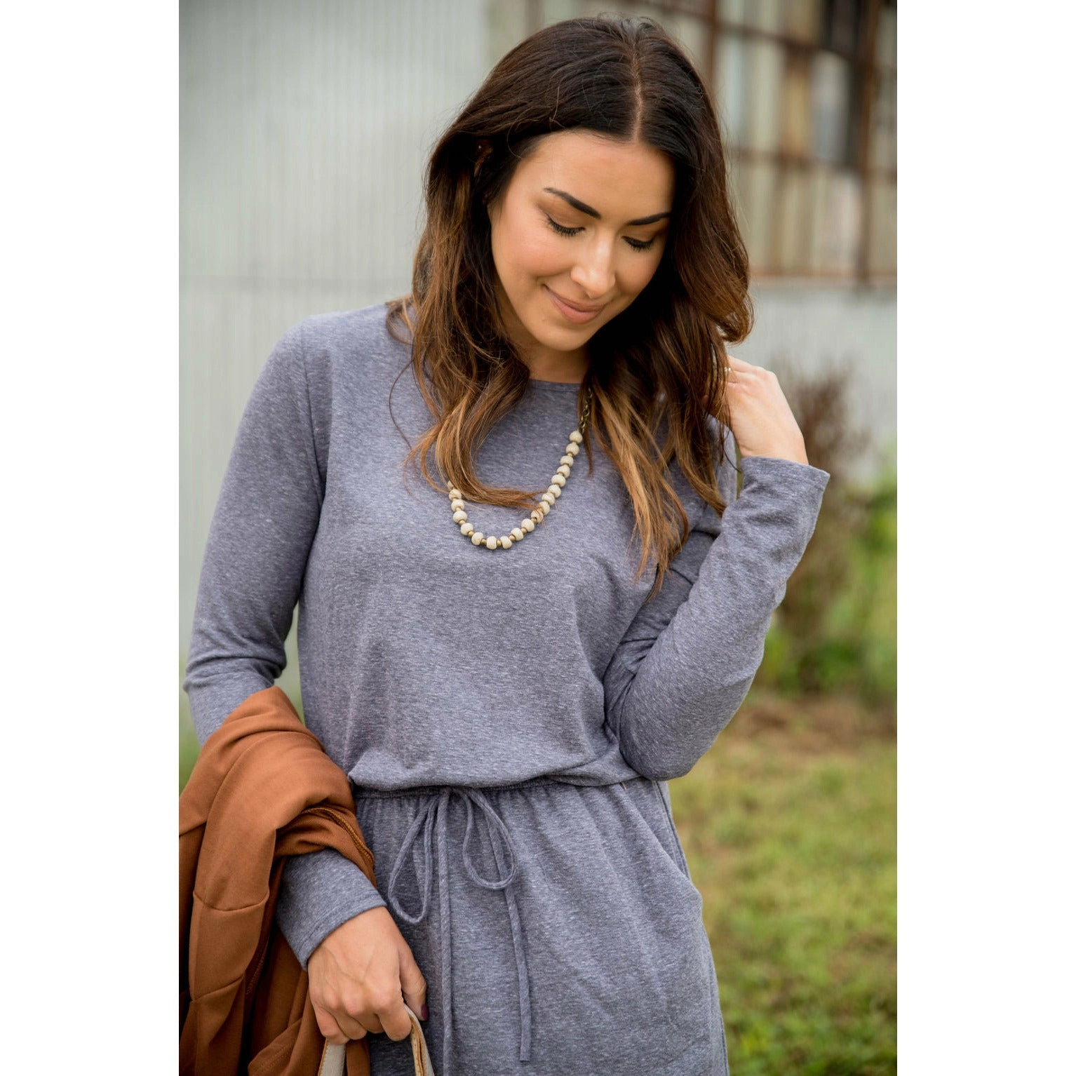 Pocket Drawstring Sweatshirt Dress