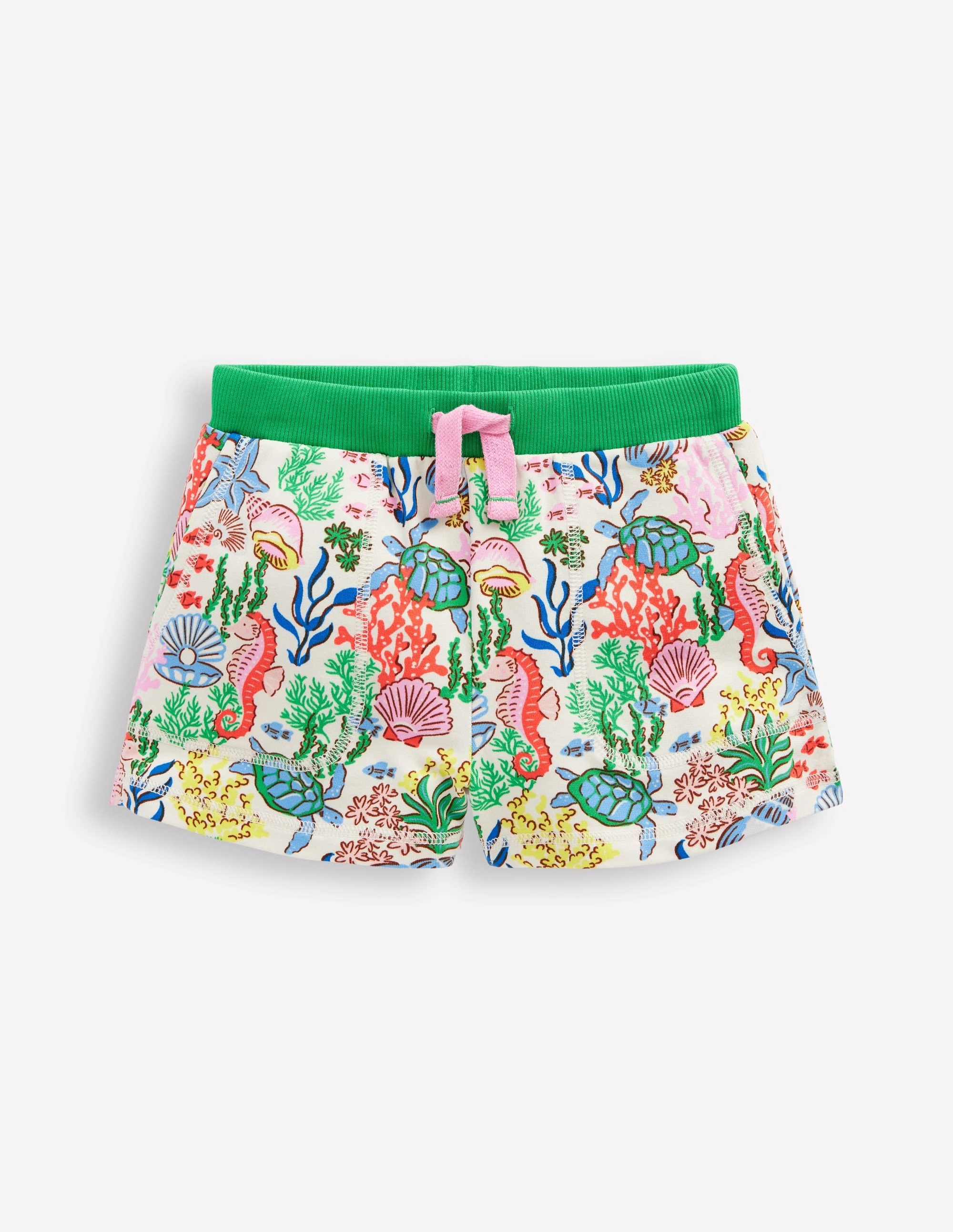 Printed Jersey Shorts-Multi Coral Cove