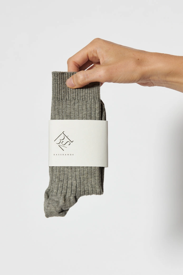 Rib Ankle Socks - Grey Melange