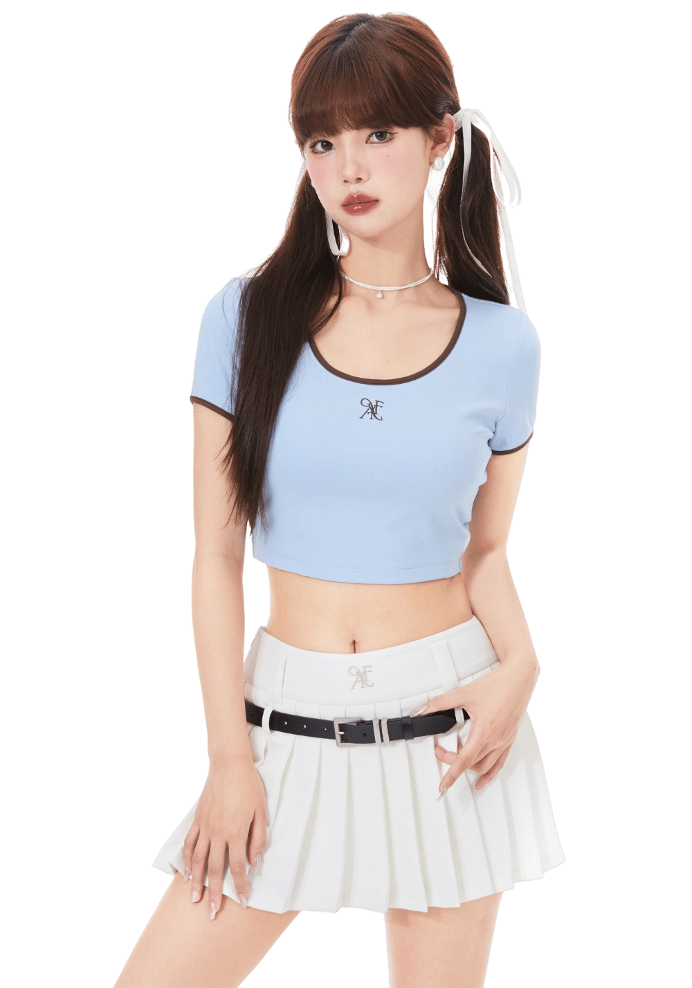 Short Cropped U-Neck T-Shirt