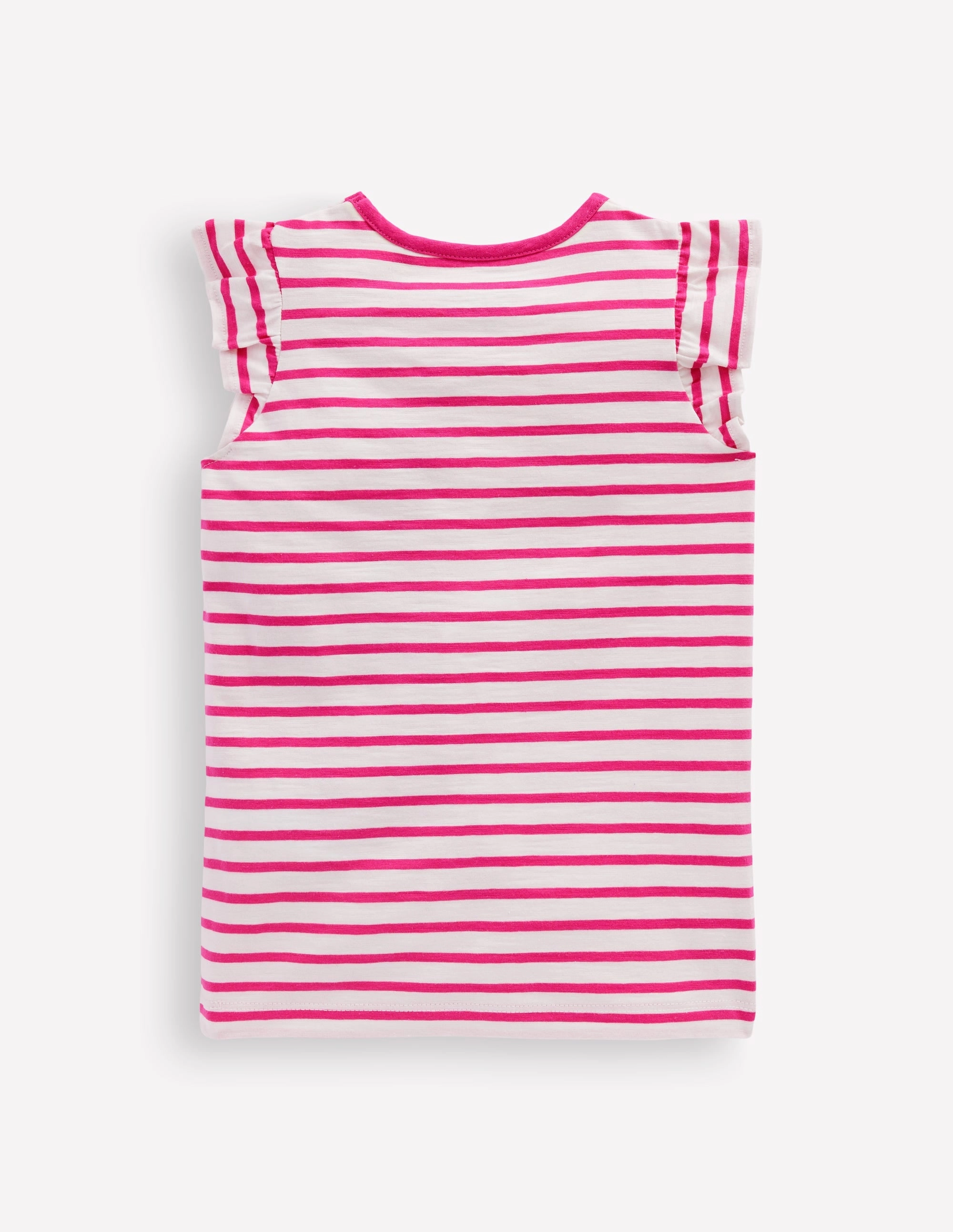 Short Sleeve Frill Logo Top-Raspberry/Soft Ivory Fruits