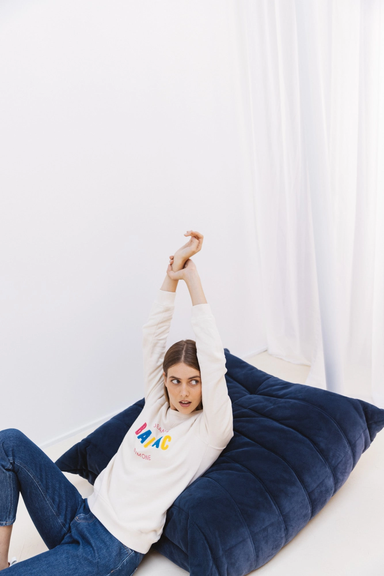 Sweat-shirt Littéraire Jean-Paul/Simone écru