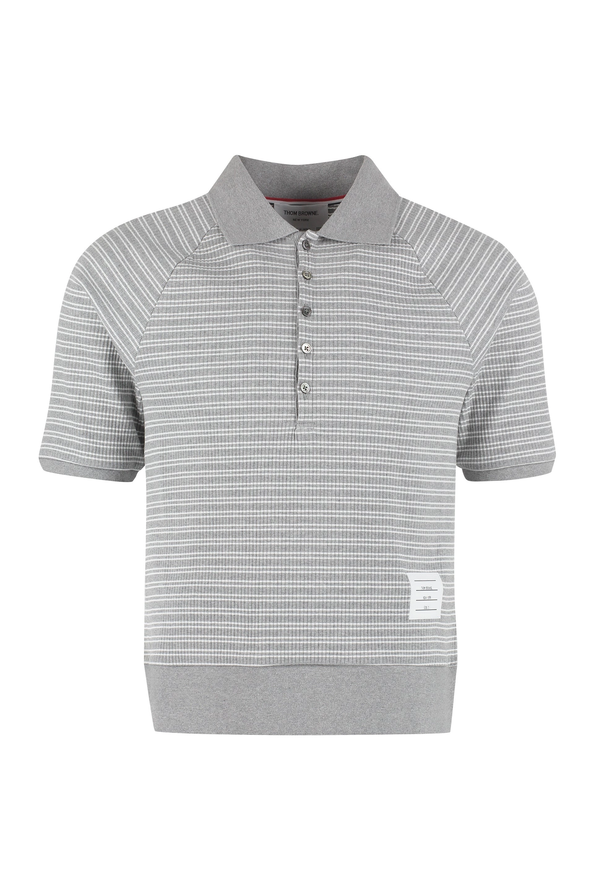 Thom Browne Striped Knitted Polo Shirt