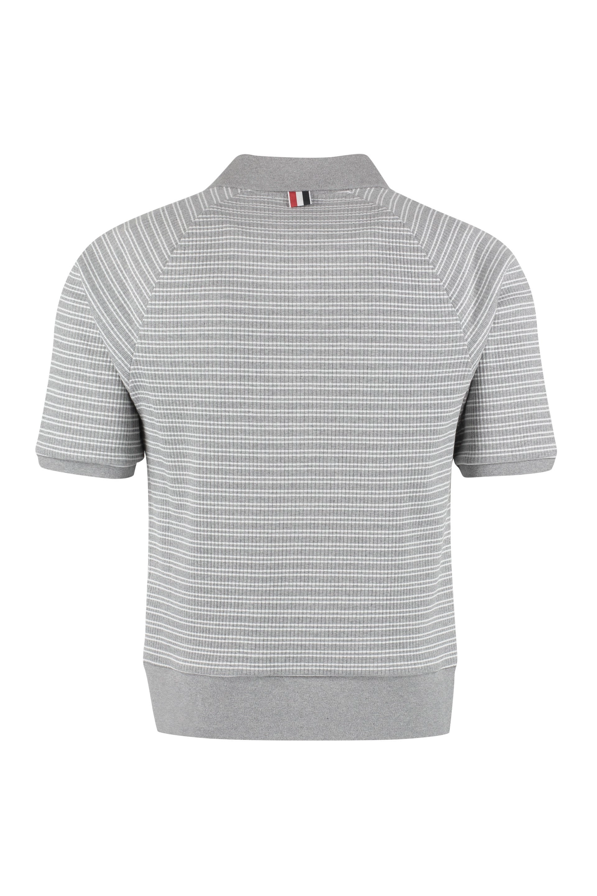 Thom Browne Striped Knitted Polo Shirt