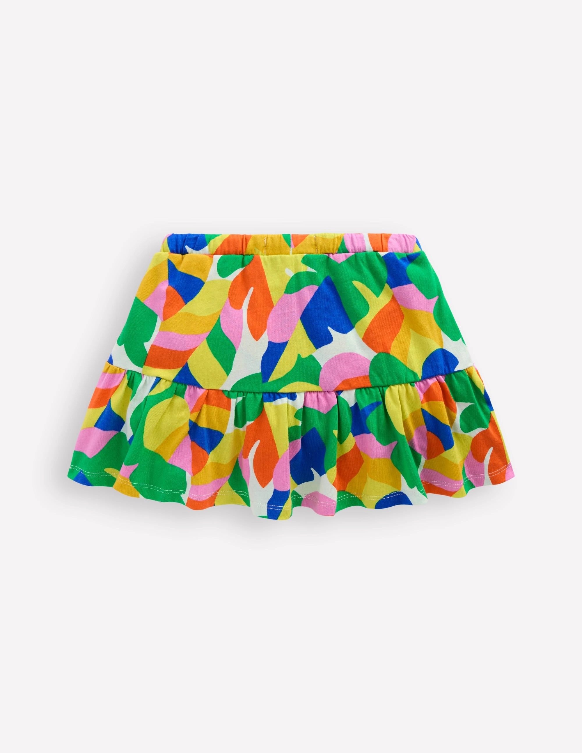 Tiered Jersey Skort-Multi Abstract Palm