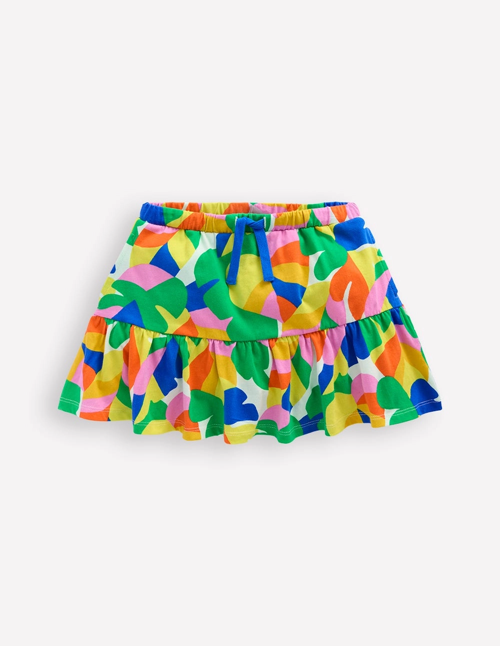 Tiered Jersey Skort-Multi Abstract Palm