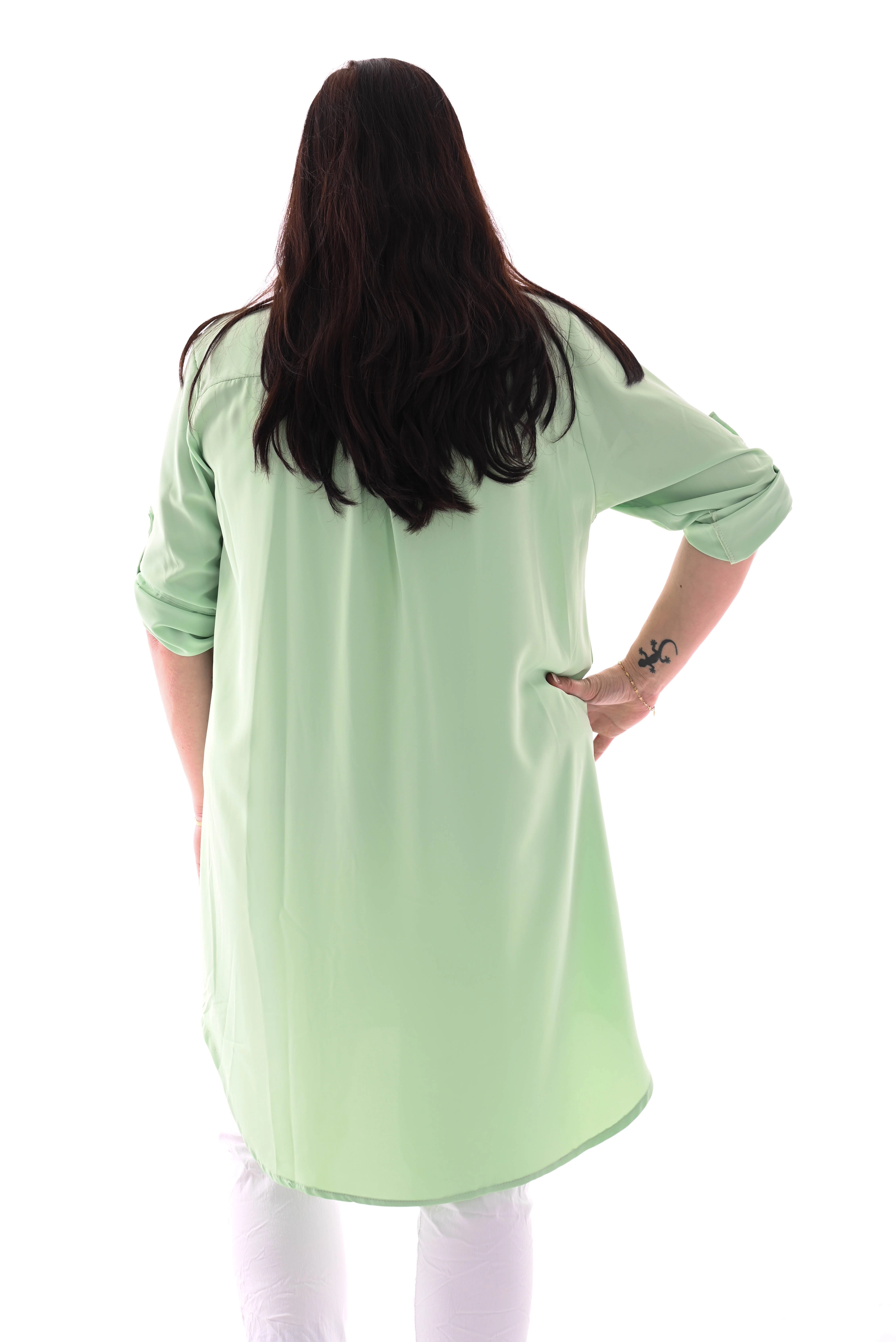 Tuniek v-hals ophaalmouwen lichtgroen