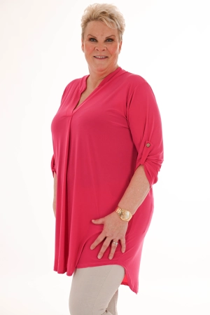 Tuniek v-hals ophaalmouwen uni fuchsia