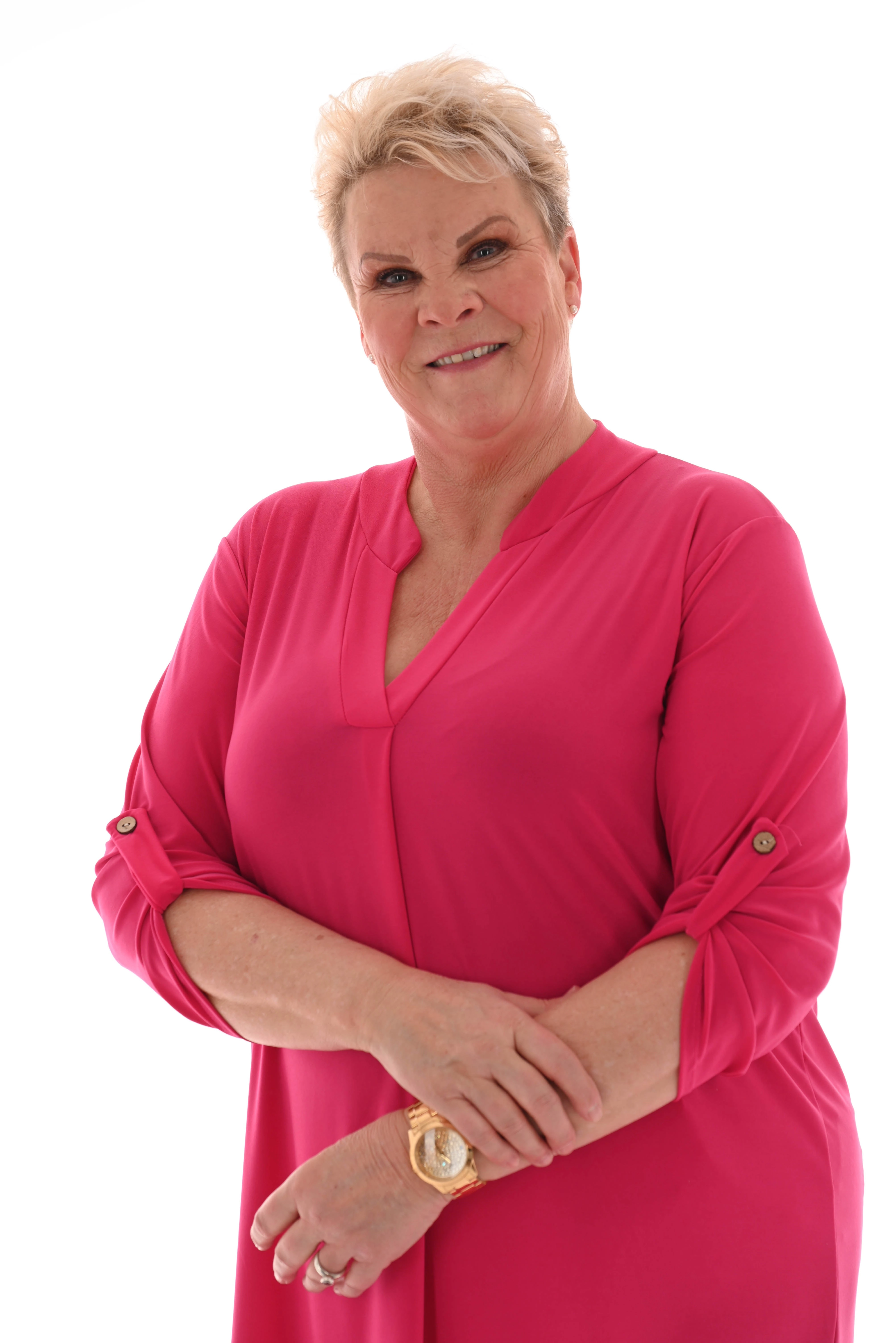Tuniek v-hals ophaalmouwen uni fuchsia