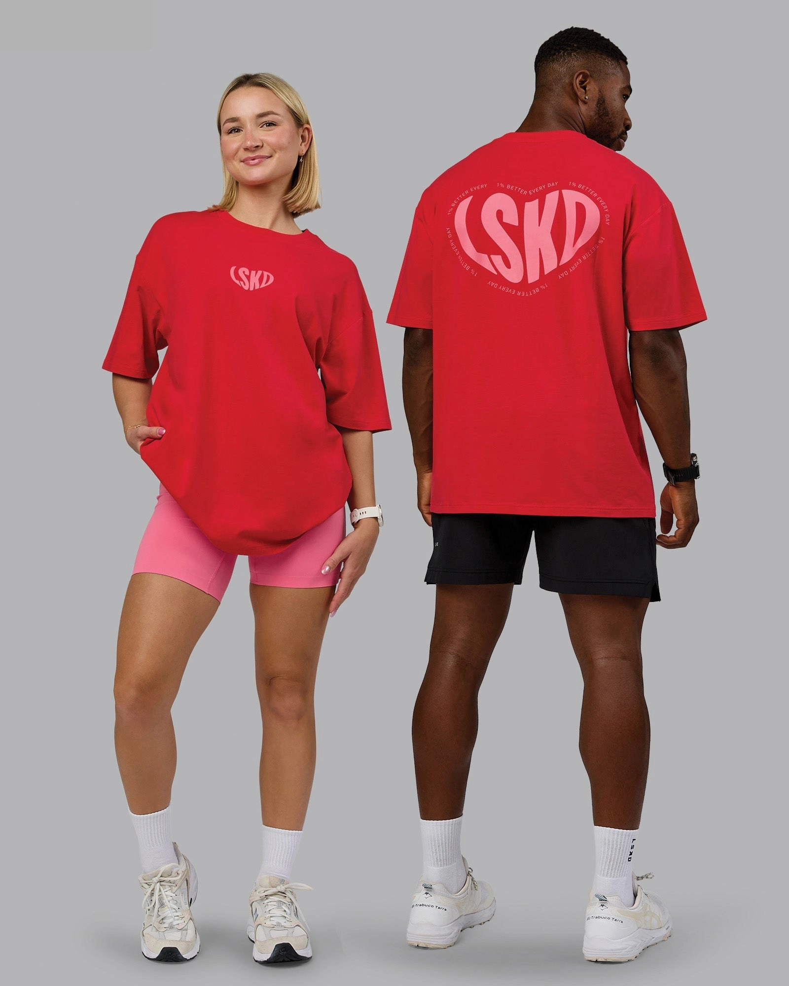 Unisex Love To Train FLXCotton Tee Oversize - Scarlet-Pink Lemonade