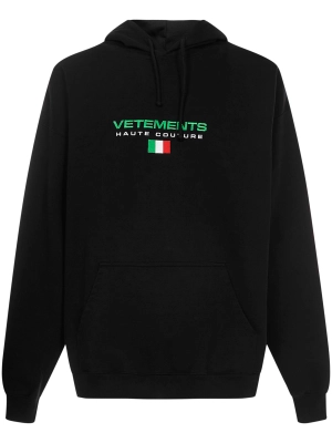 Vetements Logo Printed Drawstring Hoodie