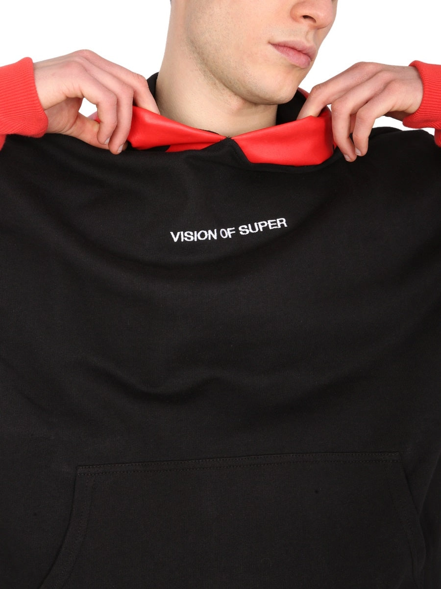 Vision Of Super Logo Embroidered Flame Hoodie