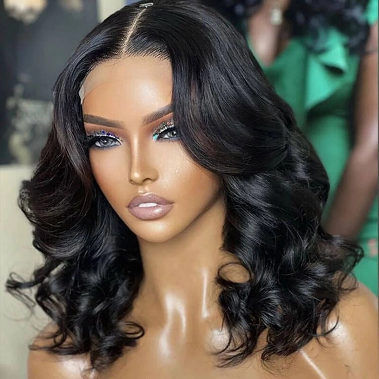 Weekly Special | Gorgeous Natural Black Loose Wave 5x5 Closure Lace Glueless Short Wig 100% Human Hair | Large & Small Cap Size