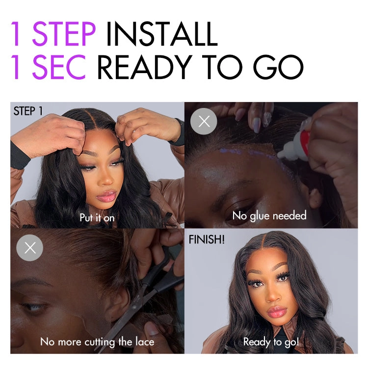 Weekly Special | Gorgeous Natural Black Loose Wave 5x5 Closure Lace Glueless Short Wig 100% Human Hair | Large & Small Cap Size