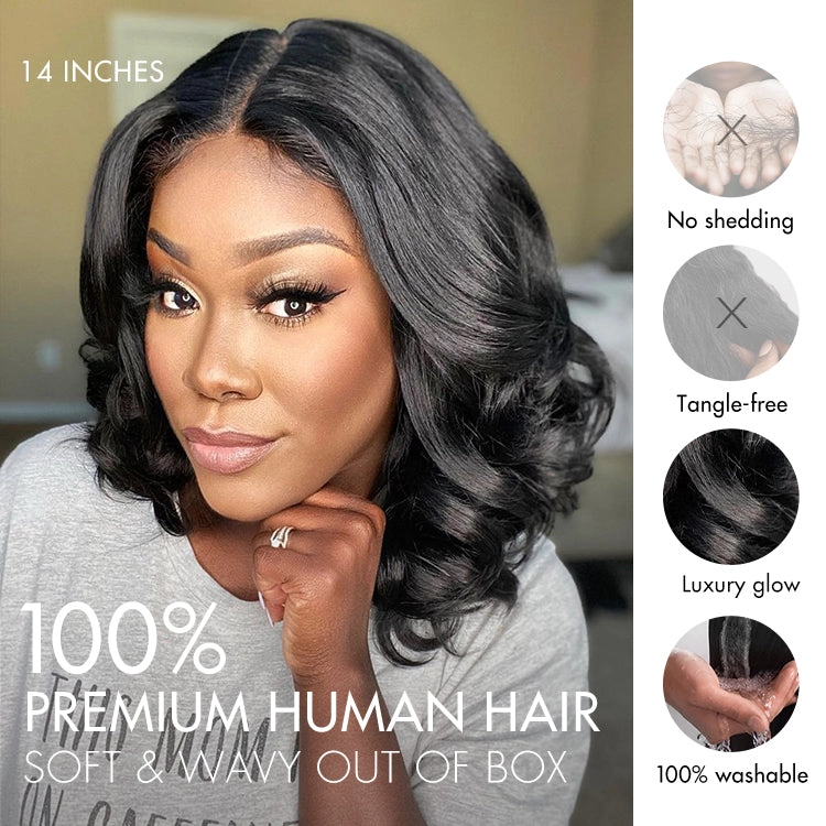 Weekly Special | Gorgeous Natural Black Loose Wave 5x5 Closure Lace Glueless Short Wig 100% Human Hair | Large & Small Cap Size