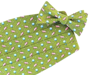 When Pigs Fly: Cummerbund Set - Olive