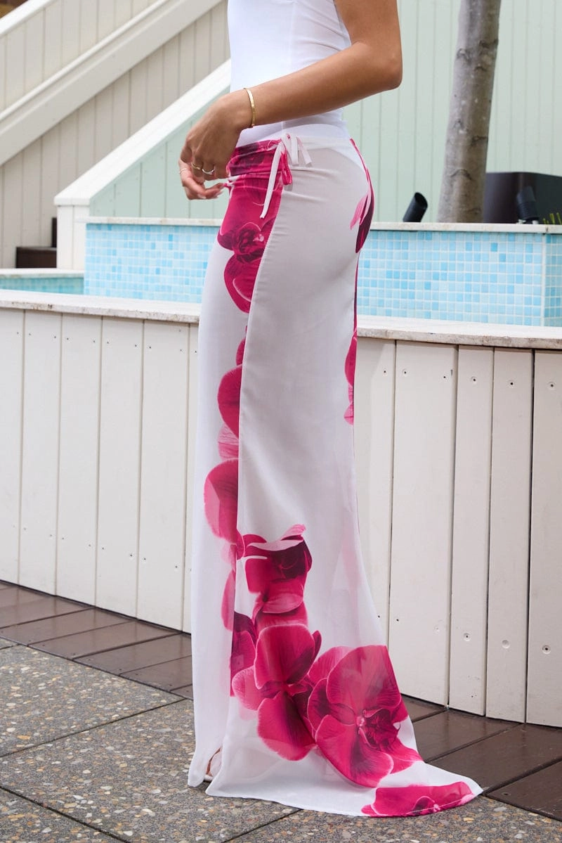 White Floral Beach Skirt