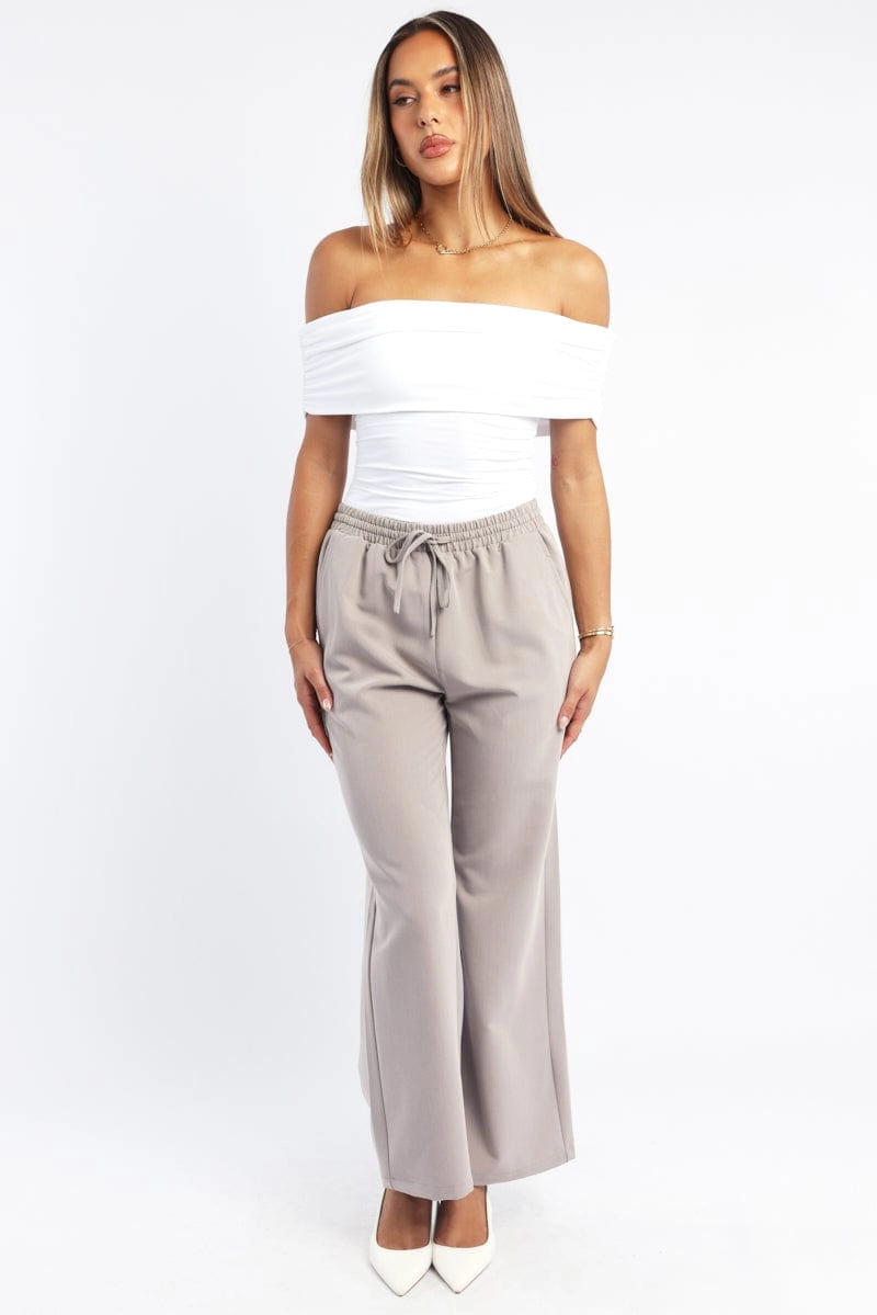 White Off Shoulder Bodysuit Supersoft