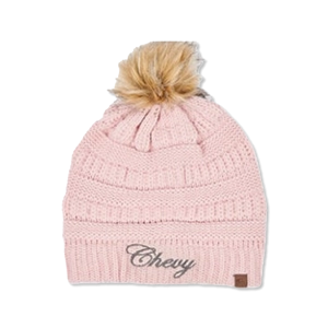 Women's Chevy Script Knit Beanie With Pom Hat