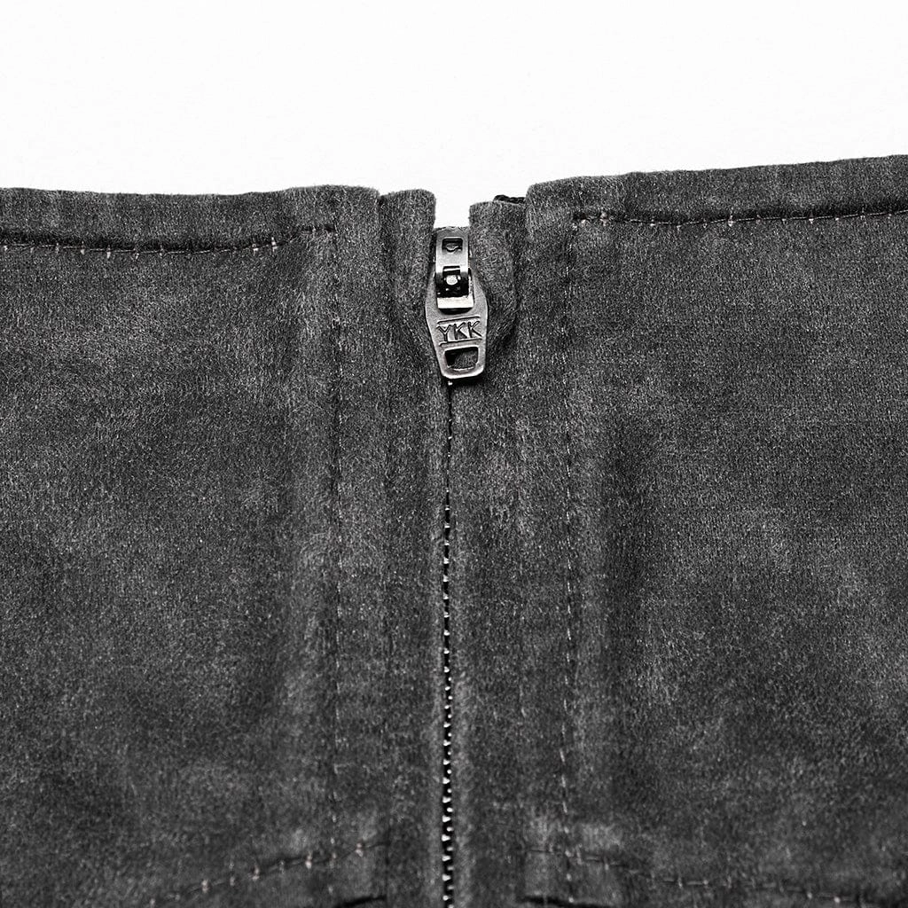 Women's Punk Buckle Mesh Overlapping Short Skirt