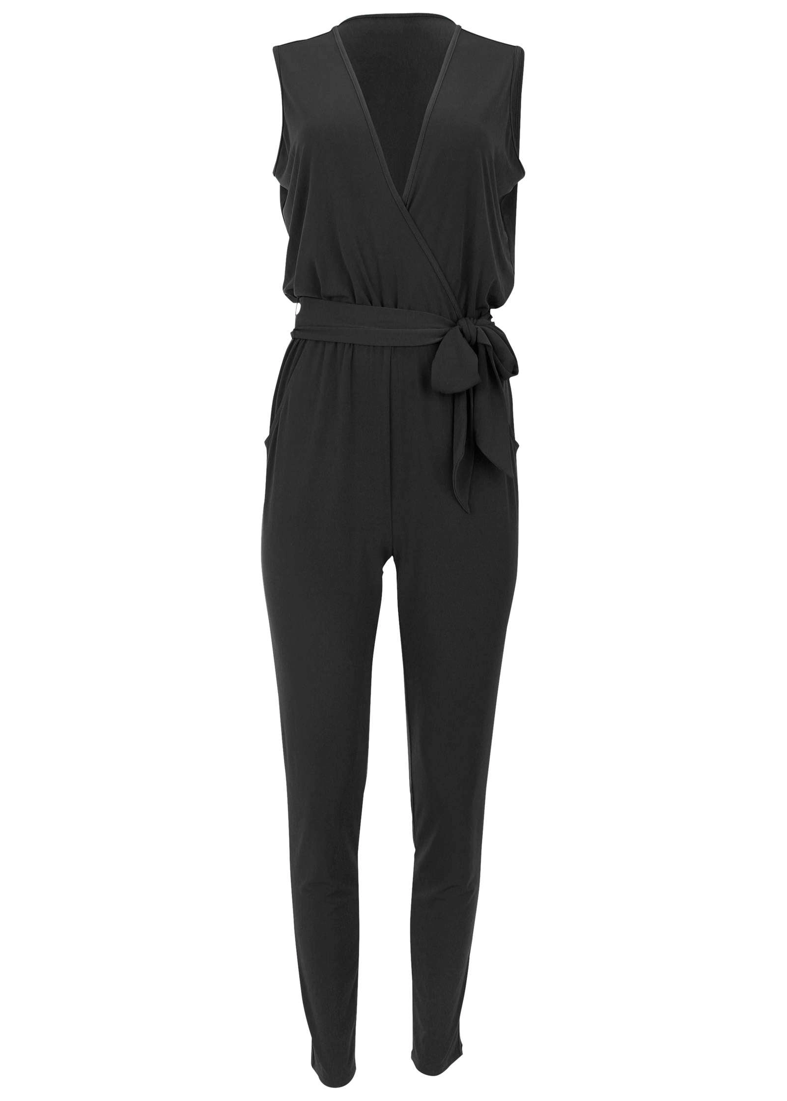 Wrap Tie Jumpsuit - Black