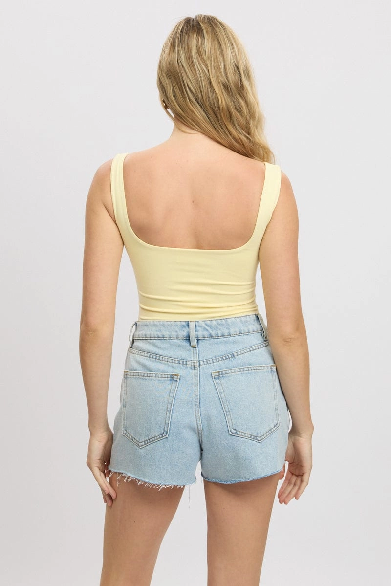 Yellow Square Neck Bodysuit Supersoft