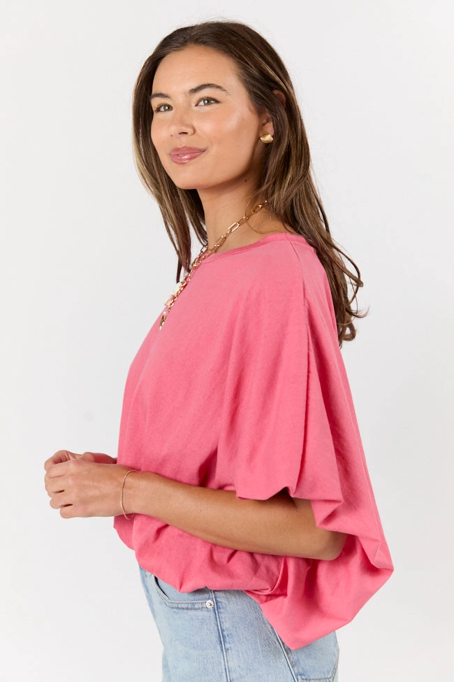 You've Got Me Pink Bubble Hem Tee