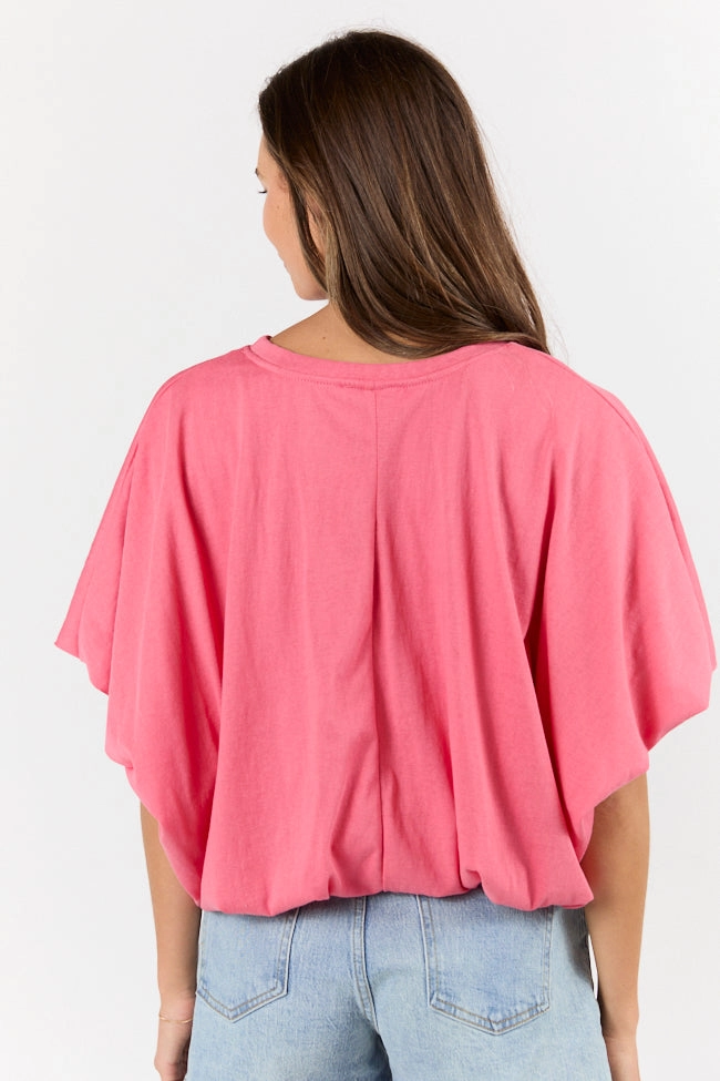 You've Got Me Pink Bubble Hem Tee