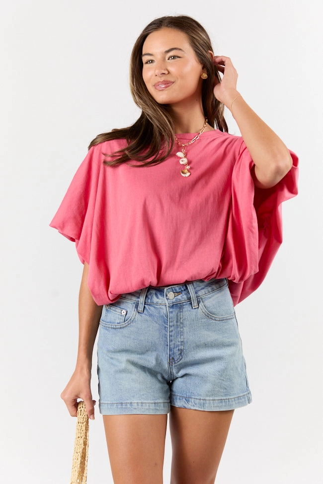 You've Got Me Pink Bubble Hem Tee